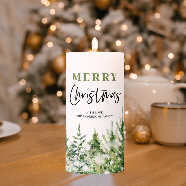 Christmas Green Tree | Merry Christmas Pillar Candle (Creator Uploaded)