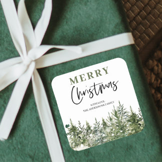 Christmas Green Tree | Merry Christmas Square Sticker
