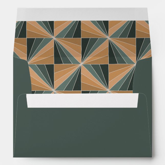Christmas Green Vintage Art Deco Custom Holiday Envelope (Back (Bottom))