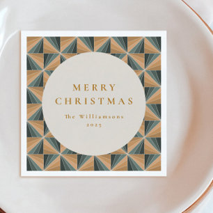 Christmas Green Vintage Art Deco Custom Holiday Napkins