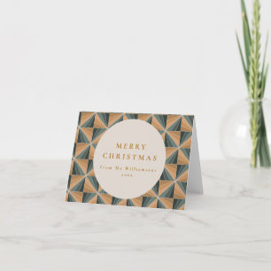 Christmas Green Vintage Deco Custom Folded Blank Holiday Card
