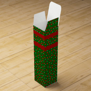 Christmas Green w/Red & White Dots Wine Gift Box