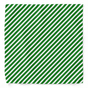Christmas Green & White Diagonal Candy Cane Stripe Bandana