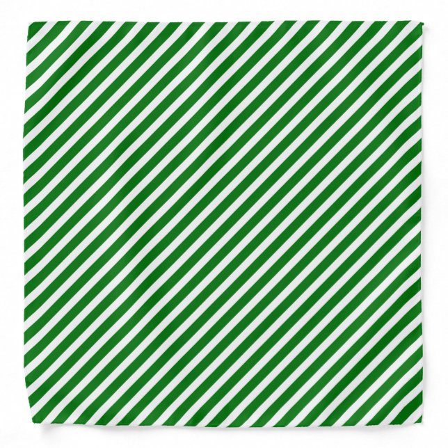 Christmas Green & White Diagonal Candy Cane Stripe Bandana (Front)