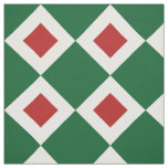 Christmas Green, White, Red Diamond Pattern Fabric