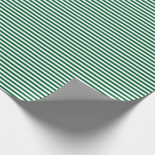 Christmas Green White Simple Stripes Wrapping Paper