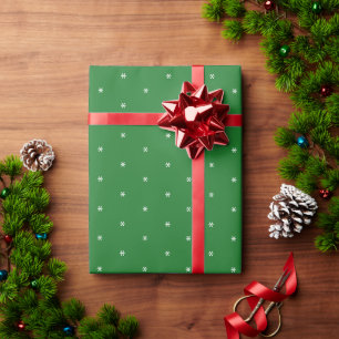 Christmas green white snowflakes cute Holiday Wrapping Paper