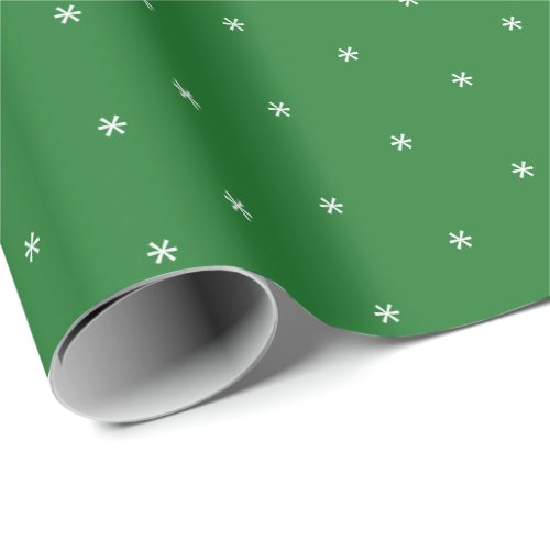 Christmas green white snowflakes cute Holiday Wrapping Paper