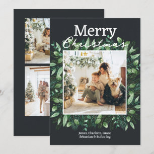 Christmas Green Winter Foliage Photo Frame Holiday Card