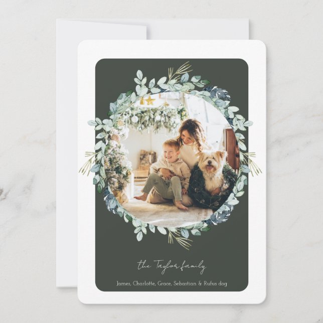 Christmas Green Winter Foliage Photo Template (Front)