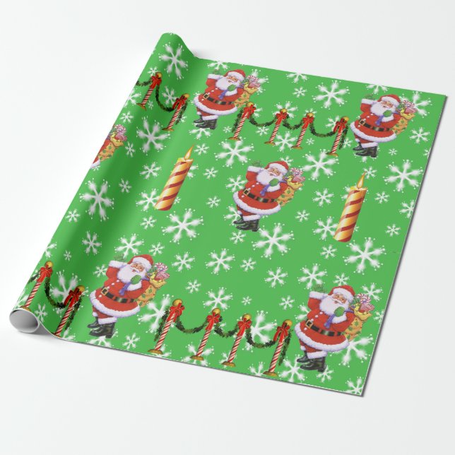 Christmas green Wrapping Paper (Unrolled)