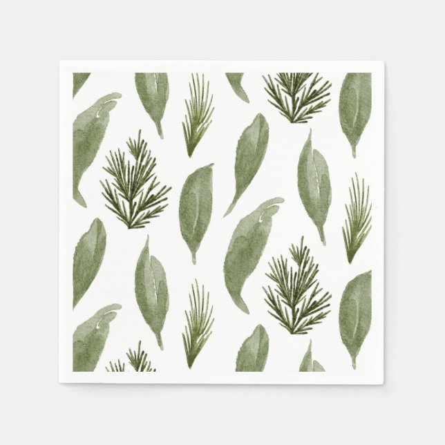 Christmas greenery and pine pattern. Holiday Napkins (Front)
