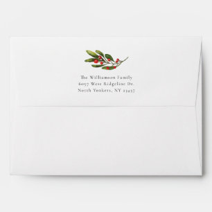 Christmas Greenery and Red Berries Return Address Envelope