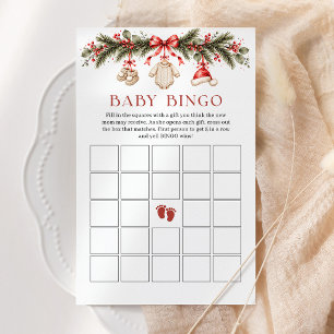 Christmas Greenery Baby Shower Bingo Game