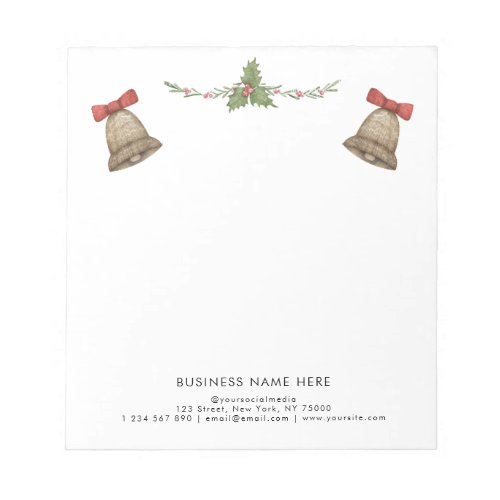 Christmas Greenery Bells Custom Professional Text  Notepad