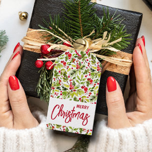 Christmas Greenery Berries Holiday Favor Gift Tags