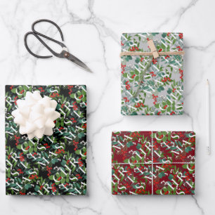 CHRISTMAS Greenery Berries Wrapping Paper Sheets