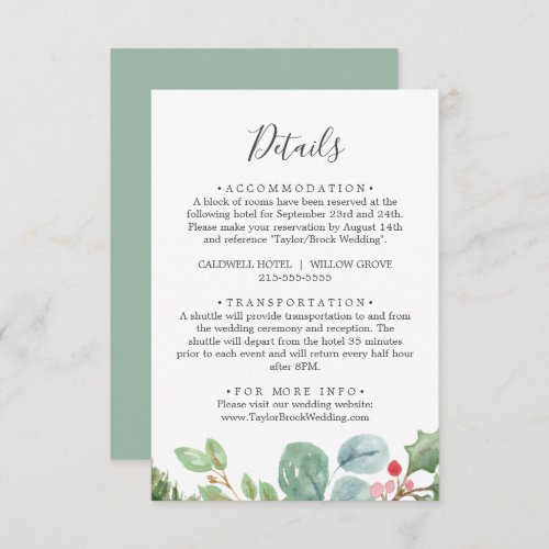 Christmas Greenery  Berry Details Enclosure Card