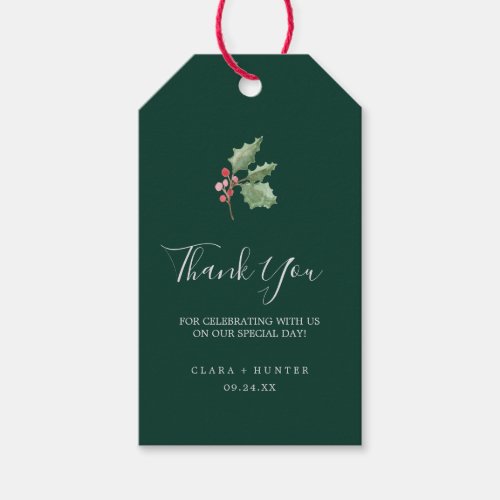 Christmas Greenery & Berry | Green Thank You Favor Gift Tags