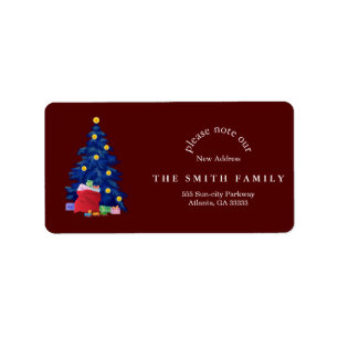 Christmas Greenery & Berry New Address Label