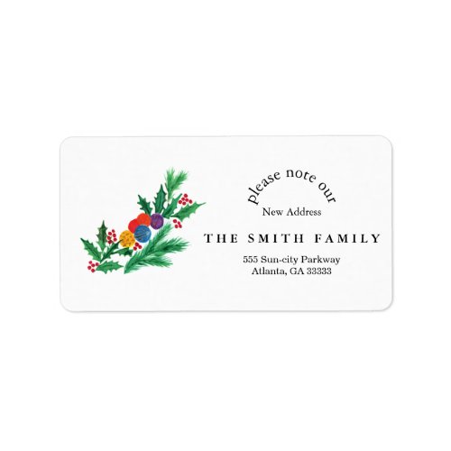 Christmas Greenery  Berry New Address  Label