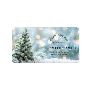 Christmas Greenery & Berry New Address Label