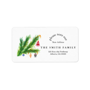 Christmas Greenery & Berry New Address Label