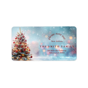Christmas Greenery & Berry New Address Label