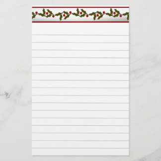 Christmas Greenery Border With Lines Stationery