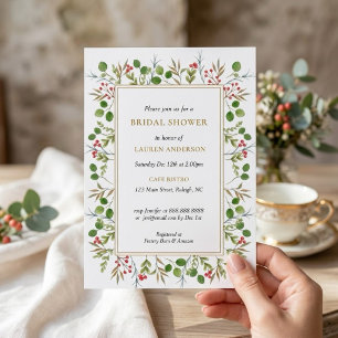 Christmas Greenery Bridal shower invitation