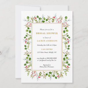 Christmas Greenery Bridal shower invitation