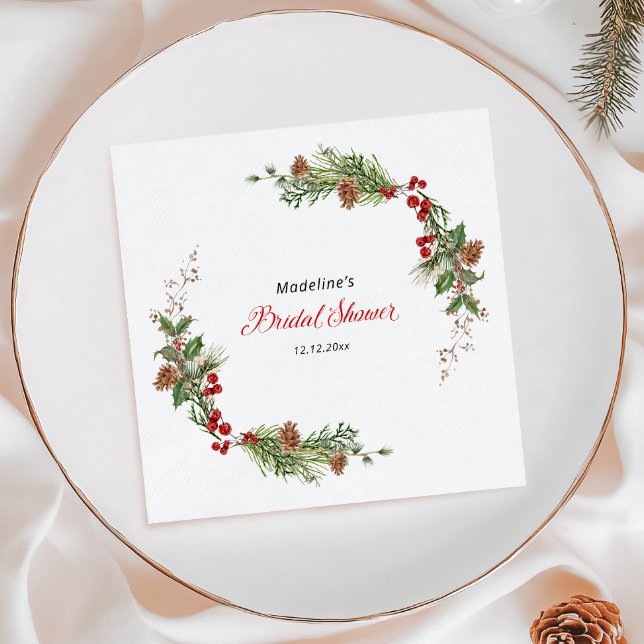 Christmas Greenery Bridal Shower  Napkins (Creator Uploaded)