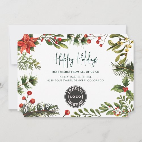 Christmas Greenery Business Greetings Holiday Card