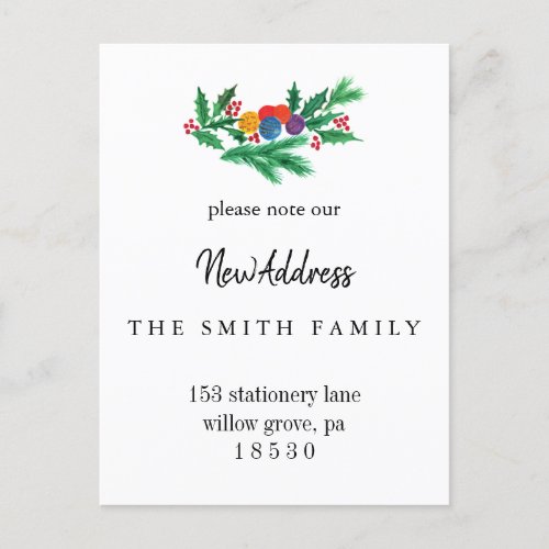 Christmas Greenery Change of Address Insert Card