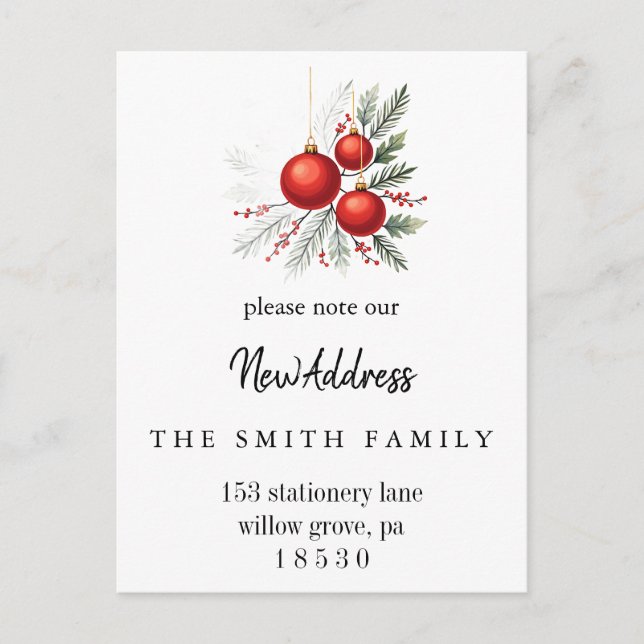 Christmas Greenery Change of Address Insert Card (Front)