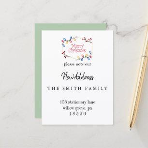 Christmas Greenery Change of Address Insert Card