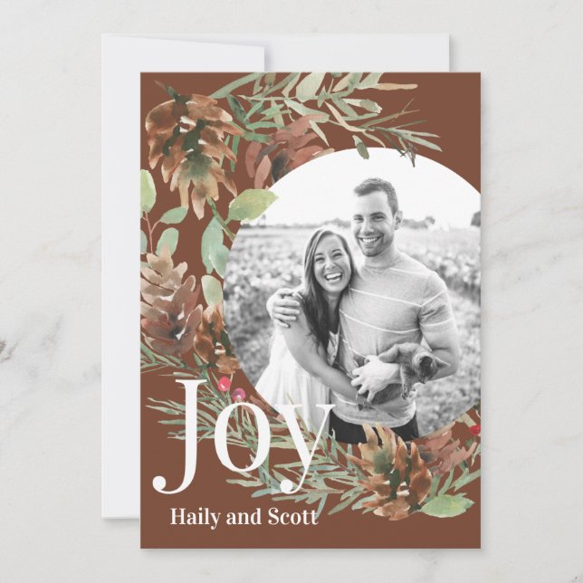 Christmas Greenery Circle Photo Joy (Front)
