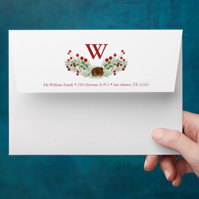 Christmas Greenery Custom Holiday Envelope (Hand)