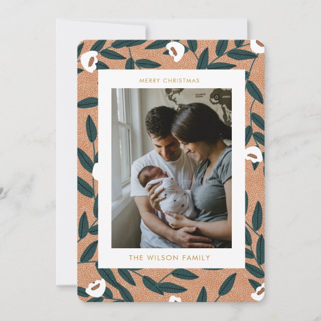 Christmas Greenery Cute Family Photo Holiday (Front)