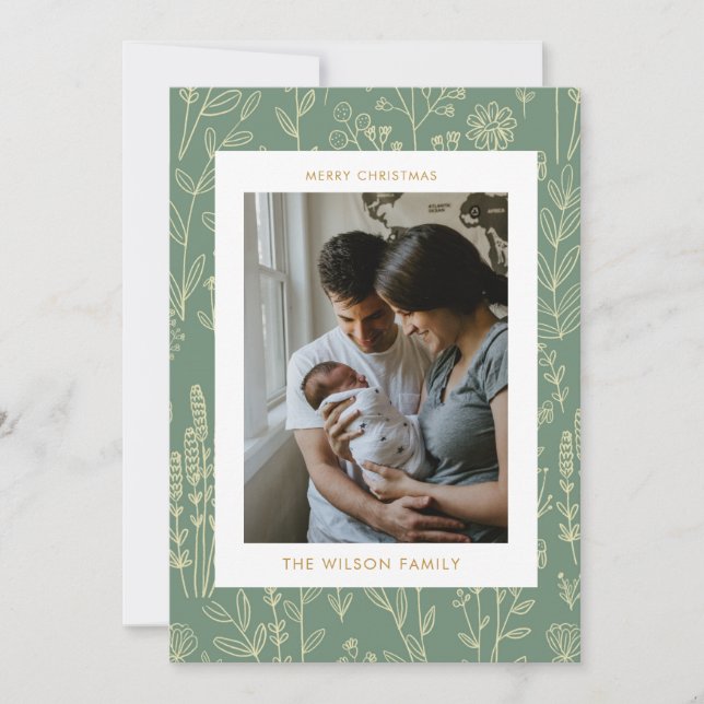 Christmas Greenery Cute Family Photo Holiday (Front)