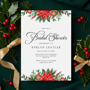 Christmas Greenery Elegant Holiday Bridal Shower Invitation