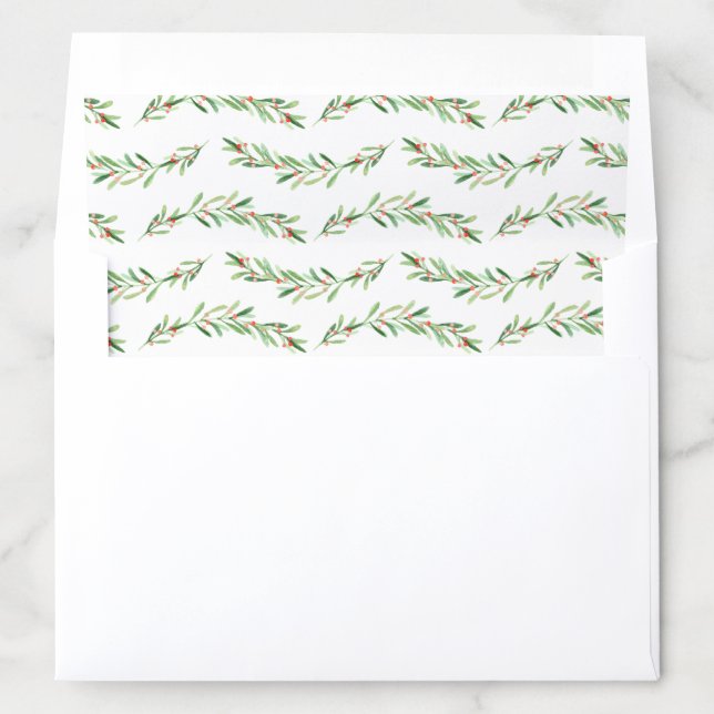 Christmas Greenery Envelope Liners, Green and Red Envelope Liner (In Envelope)
