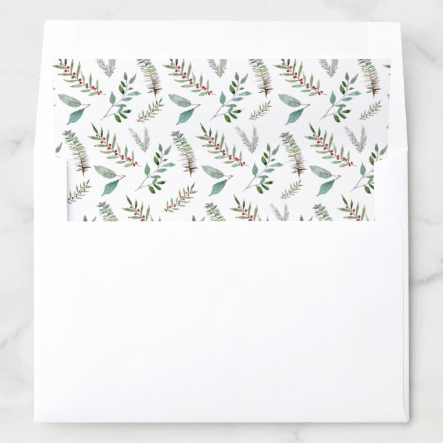 Christmas Greenery Envelope Liners, Red and Green Envelope Liner (In Envelope)