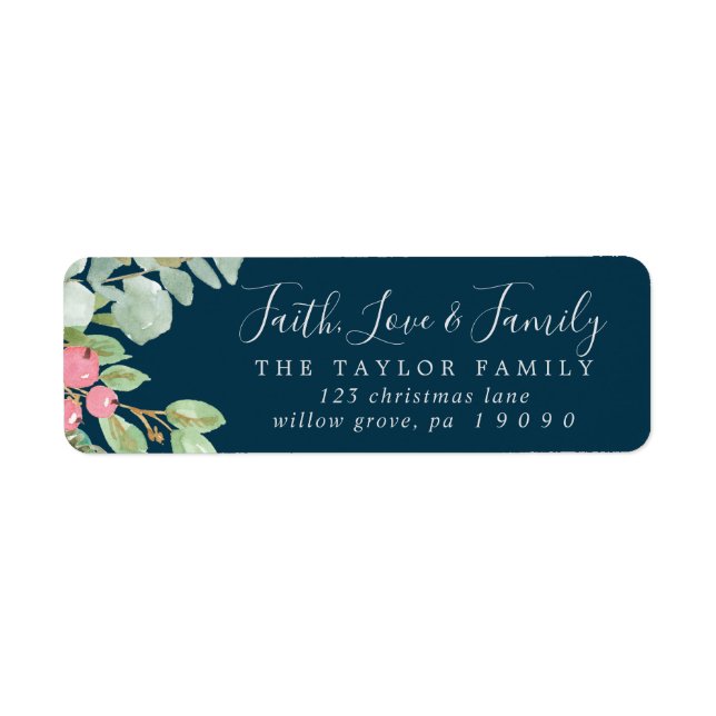 Christmas Greenery Faith Love & Family Address Label (Front)