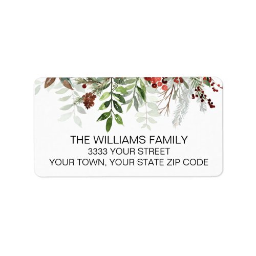 Christmas Greenery Floral Return Address Label