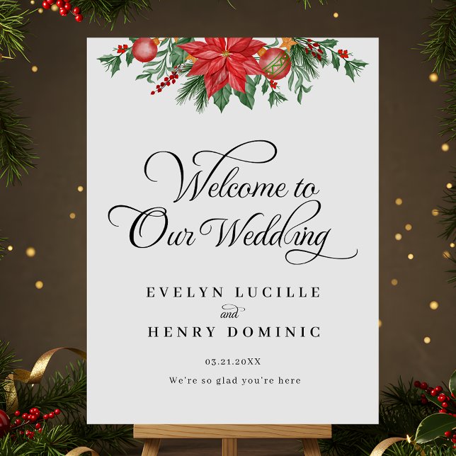 Christmas Greenery Foliage Elegant Wedding Welcome Foam Board (Creator Uploaded)