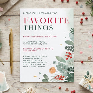 Christmas Greenery Foliage Favorite Things Party Invitation