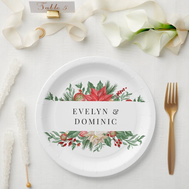Christmas Greenery Foliage Holiday Wedding Paper Plates (Wedding)