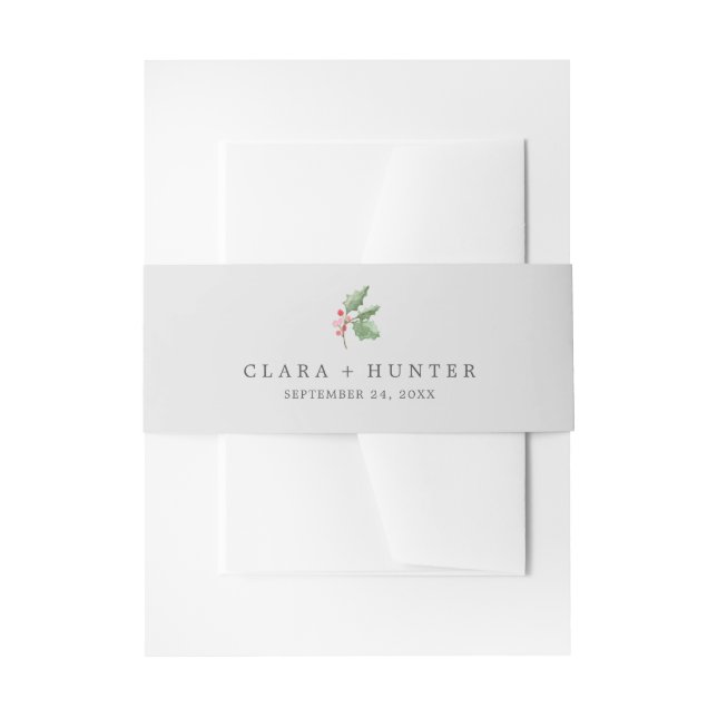 Christmas Greenery | Gray Invitation Belly Band (Front Example)