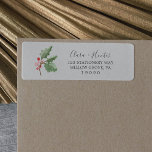 Christmas Greenery | Gray Return Address Label<br><div class="desc">These Christmas greenery gray return address labels are perfect for a December wedding. The winter holiday design features soft sage green watercolor holly branch with sprigs of classic red holly berries. These labels can be used for a wedding, bridal shower, Christmas cards, special event or any time you need a...</div>